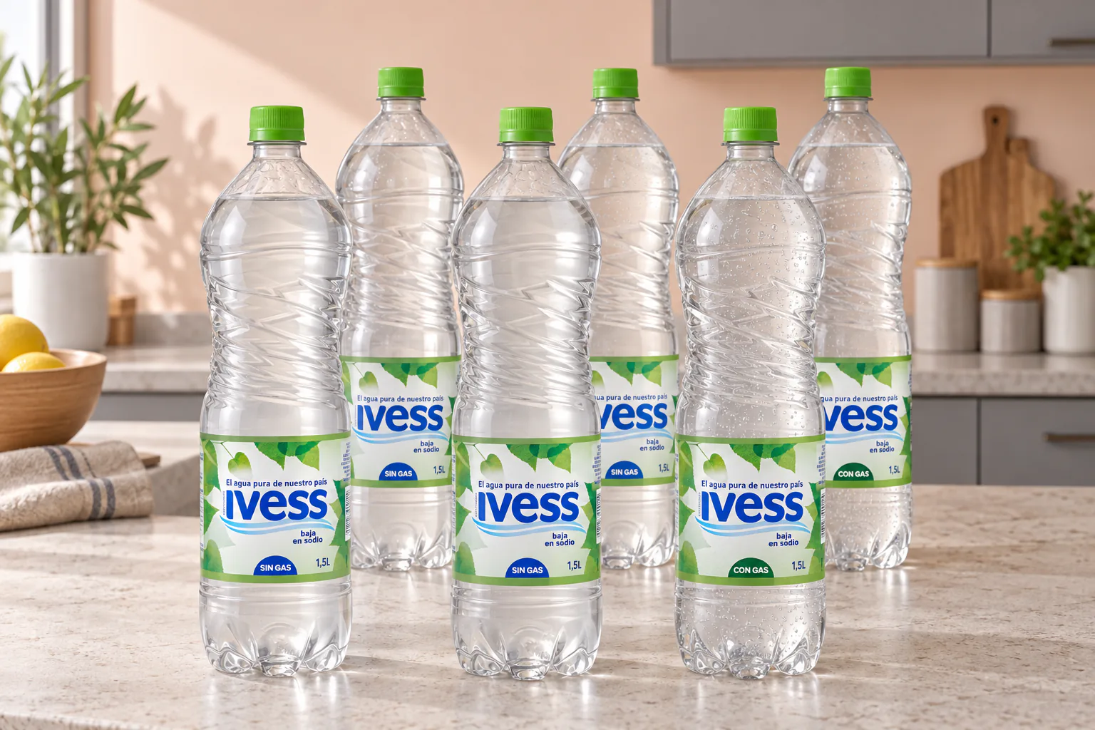 Pack de seis botellas IVESS de agua sin gas de 1,5 litros